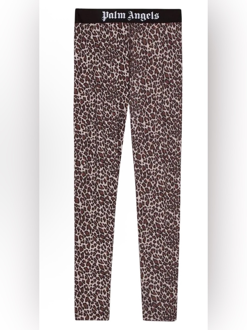 Palm Angels Leopard Print Leggings in Brown and Cream